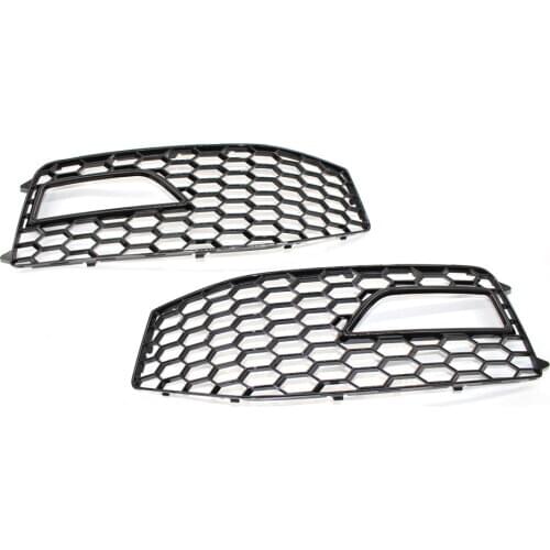 Left + Right Side Car Front Bumper Mesh Grille Grill Fog Lamp Grille Cover Trim Only For Audi A4 B8.5 S-line S4 RX4 13 14 015