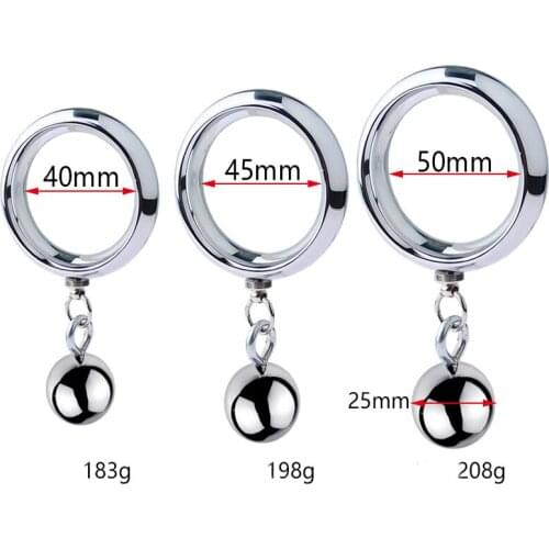 Reusable Penis Rings Dick Stretcher Erect Sex Toys For Men Metal Heavy Dumbbell Cock Ring Male Chastity Device 40/45/50MM Size