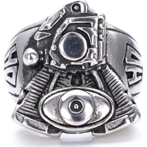 Fashion jewelry Locomotive style restoring ancient ways Engine titanium steel ring
