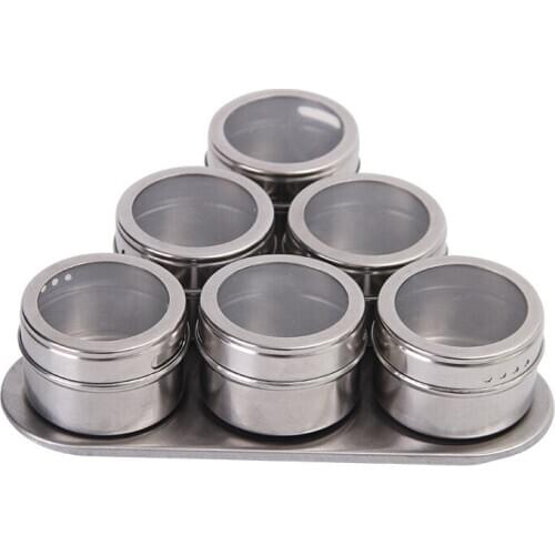 6-12 Piece Set Magnetic Dustproof Visual Stainless Steel Seasoning Jar Outdoor Barbecue 6-9 Kinds of Seasoning Jar Set OK 1111