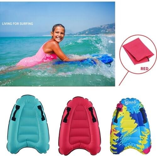 Inflatable Kickboards Surf Body Board 60x80cm w/ Handle Swimming Floating Mat Mini Surfboards for Unisex Children Kids