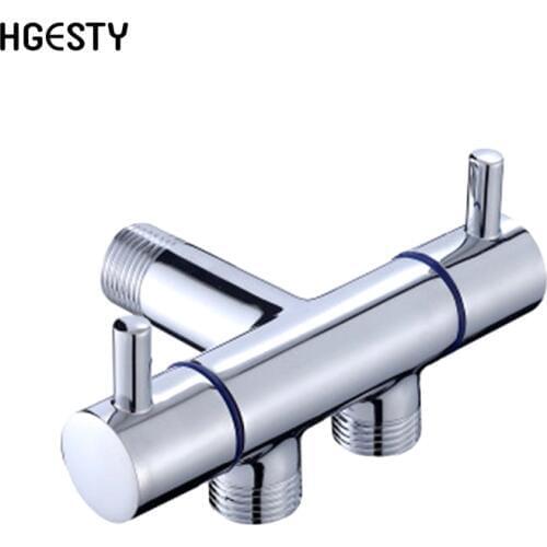 Wall Mount Faucet Valve Single Inlet Double Outlet Double Control Valve Bathroom Shower Head Toilet Sink Basin Water Angle Valve