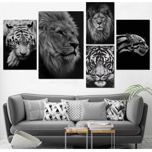Nordic Poster Black White Animal Tiger Wall Art Canvas Poster and Print Canvas Painting Decorative Picture Wall Art Home Decor