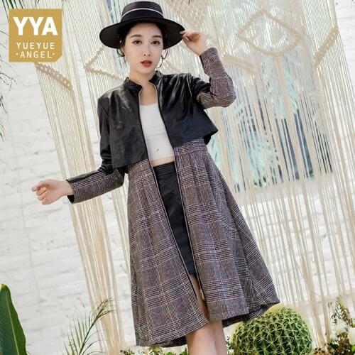 2021 New Womens O-Neck Zippers Spliced Fashion Dress Office Lady Casual Slim Vintage Elegant Dress Spring Autumn Korean Style