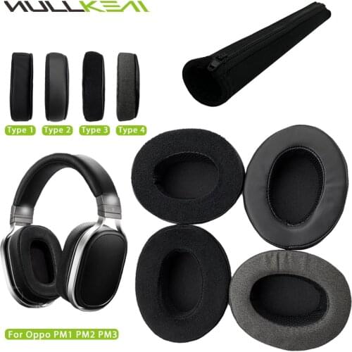 Nullkeai Replacement Earpads Headband For OPPO PM-1 PM-2 PM-3 PM1 PM2 PM3 Headphones Thicken Leather Velvet Velour Sleeve