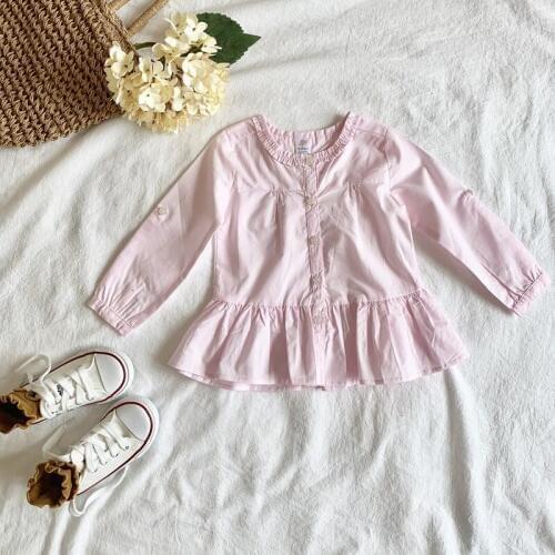 Autumn Girls Long-sleeve Ruffles Blouse Dress Toddler Baby Cotton O Neck Shirt Princess Shirts Children Casual Blouse Clothes
