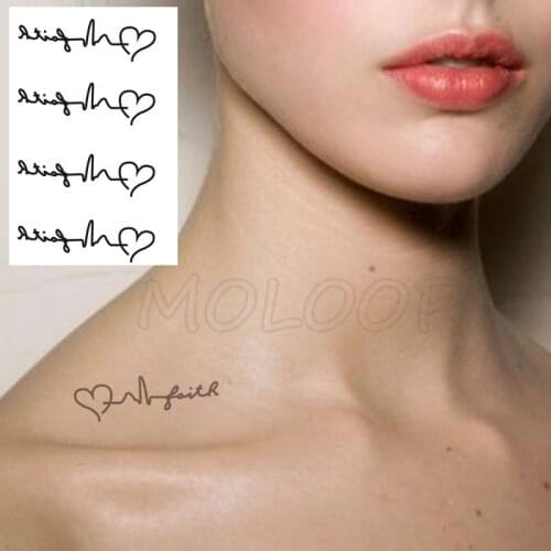 Water Transfer Tattoo Heart-shaped Lifeline Tattoo Body Art Waterproof Temporary Fake Flash Tattoo for Man Woman Kid 10.5*6cm