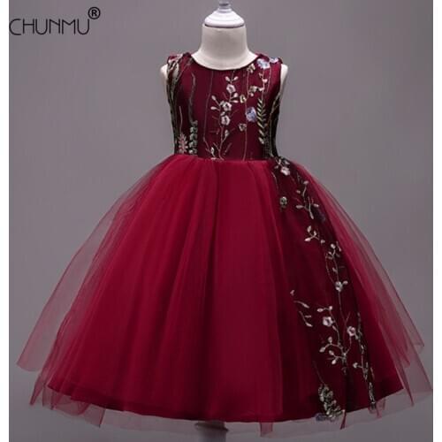 Teens Party Prom Dress Lace Wedding Flower Girl Dresses Kids Girls Elegant Princess Sleeveless Pageant Formal Dress