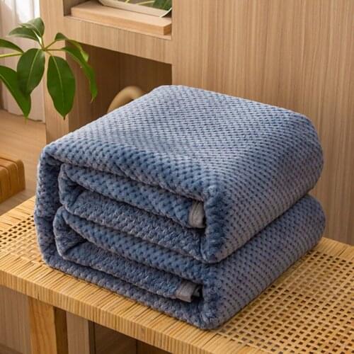 Plaid for Beds Coral Fleece Blankets Blue Color Plaids Single/Queen/King Flannel Bedspreads Soft Warm Blankets for Bed