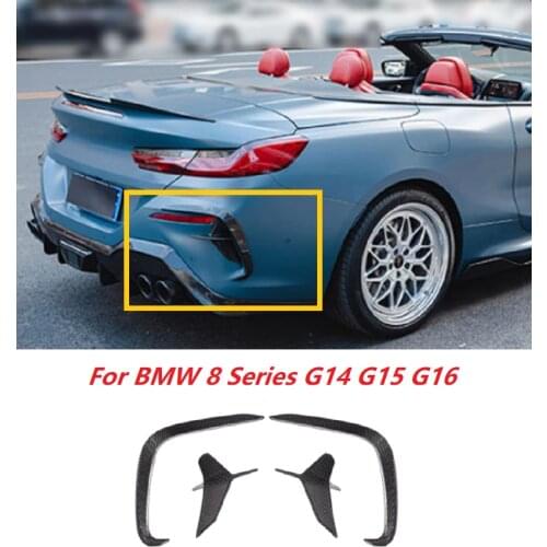 Fit For BMW 8 Series G14 G15 G16 2018 - 2021 Car Accessories Dry Carbon Fiber Rear Bumper Lip Spoiler Diffuser Cover