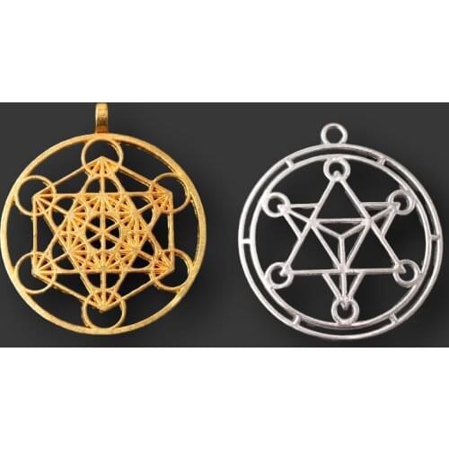 Reiki Seven Chakra Pendant, Ogan Energy Charm, Metatron Divine Symbol Meditation Charm, DIY Charms Jewelry Craft Making A1556