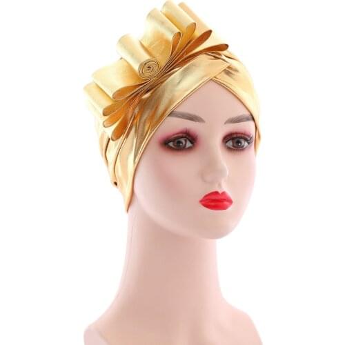 HanXi Luxury Thin Turban Bonnet Summer Women African Spandex Hat Beanie Muslim Headwear Lady Fashion Sparkly for Party