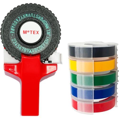 Red color Motex E101 Manual Label Maker DIY Hand Decorative Manual Typewriter for 9mm 3D embossing PVC plastic label tape