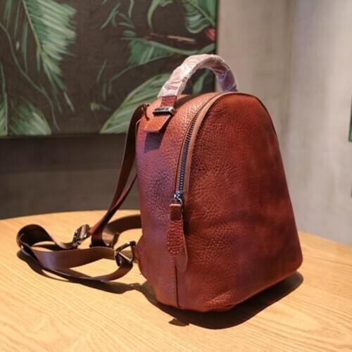Genuine Leather Famous Brand Backpack Female Vintage Casual Small Travel Backpacks College School Satchel Women