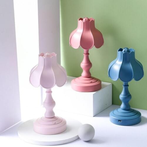 Night Light Lotus Shape USB Mini Retro Eye-protection Table Night Lamp Home Bed Side Study Night Lamp
