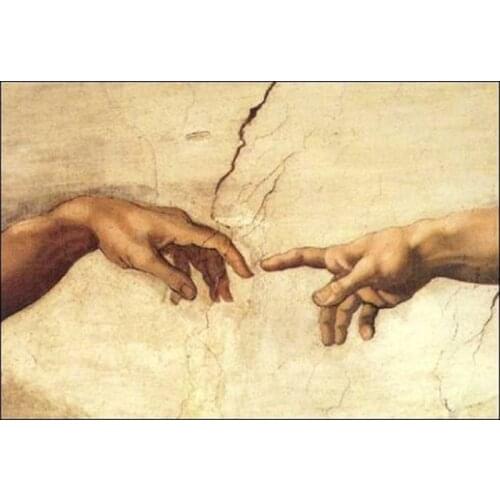 Hand made Creation of Adam! Hand of god! Religion wall painting famous oil painting Michelangelo Sistine Chapel frescoes
