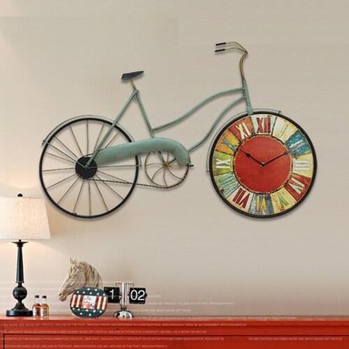 Vintage wall clock Mediterranean style decorative wall decoration Living room Stylish creative wall decoration Bicycle