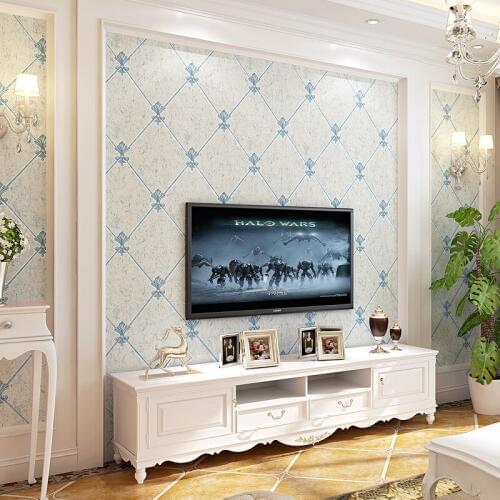 High-grade deerskin flocking three-dimensional flocking European TV background wallpapers 3d non-woven wallpaper living room bed