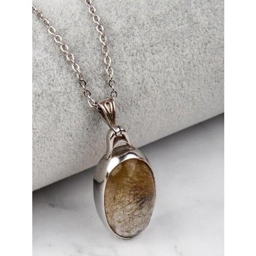 Golden Rutile Quartz 925 Sterling Silver Necklace