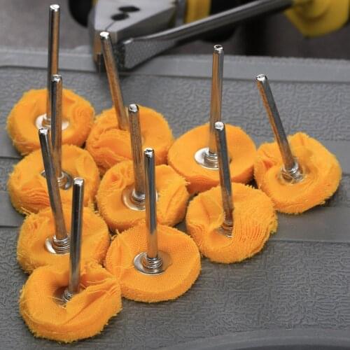 10Pcs 25x3mm Cloth Polishing Buffing Pad Round Yellow Wheel Brush Sanding Abrasive Rotary Tools for Grinder Metal Deburring