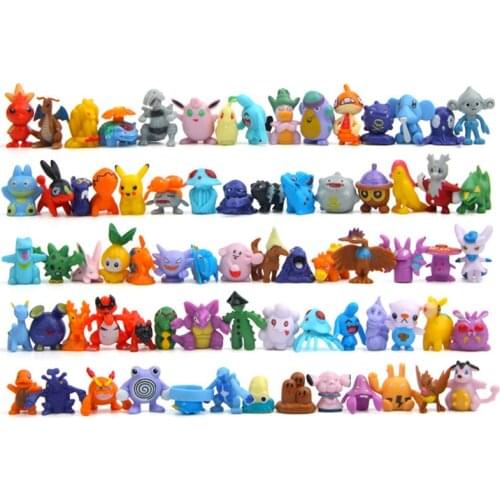 144pcs/lot TAKARA TOMY Pokemon Pikachu Snorlax Dragonite Jigglypuff Zubat Bulbasaur Ivysaur Figures Model Toy Random Delivery
