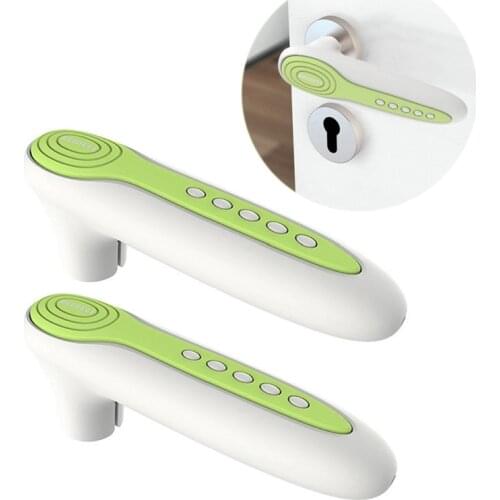 2 Pcs Door Handle Glove Cover Door Handle Protector Guarder Crashproof Food Grade Silicone Anti-Static Safety Equipment (Green)