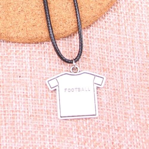 20Pcs Antique Silver Color football cloth Pendant 26*23mm Leather Chain Necklace Black Leather Cord Necklace