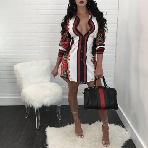 2018 hot Autumn Long Shirt Flower Print Blouse Plus size beach Blouses Women casual ruffles sleeve women shirts blouses s-3xl