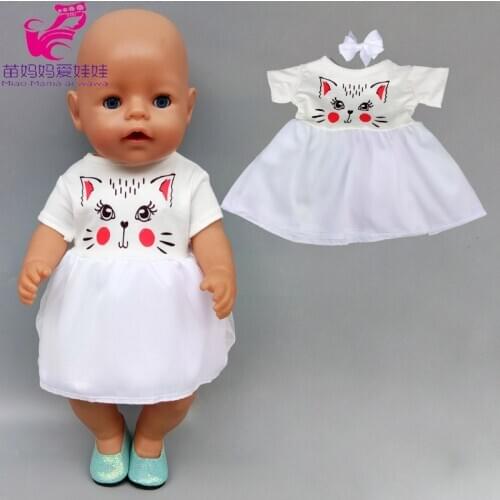 43cm Baby Doll white cat Dress 18 Inch og Girl Doll Clothes Unicorn Lace Dress for Toys Wear