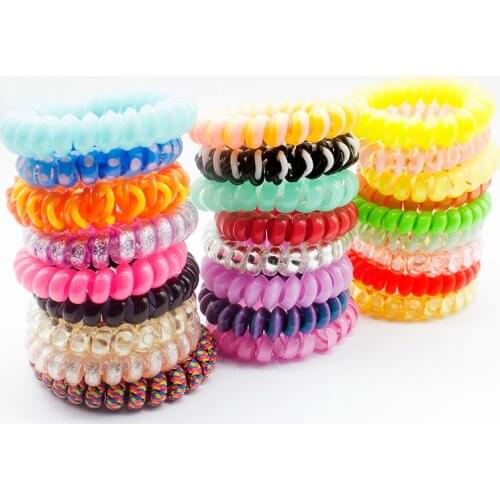 50 Pieces Mix Big Hair Band Wholesale Elastic Gum Hair Accessories Telephone Line Good Elastic Hair Rope For Women
