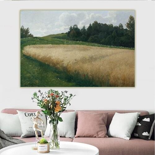 Adolf Kaufmann《The oat field》Canvas Oil Painting Art Aesthetic Poster Picture Wall Hanging Decor Home Living Room Decoration