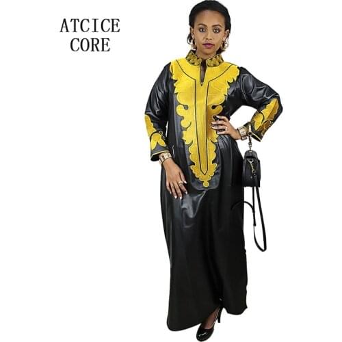 NEW AFRICAN BAZIN EMBROIDERY DESIGN DRESS SOFT MATERIAL LONG DRESS WITHOUT SCARF LA018