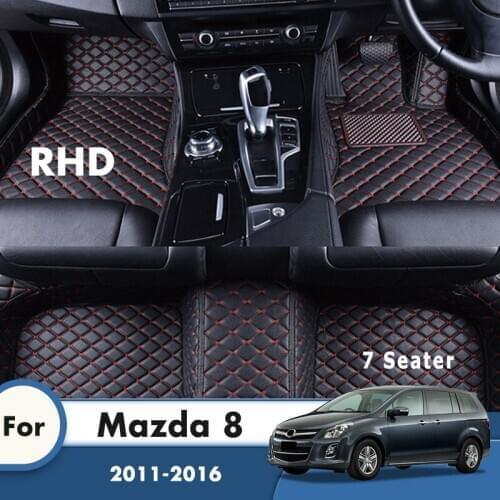 RHD Custom Car Floor Mats For Mazda 8 2016 2015 2014 2013 2012 2011 7 Seater Leather Carpets Auto Styling Car Accessories Rugs
