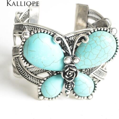 Butterfly-shaped Semi-precious stones bracelet top quality stainless steel jewelry fashion women trend big sale