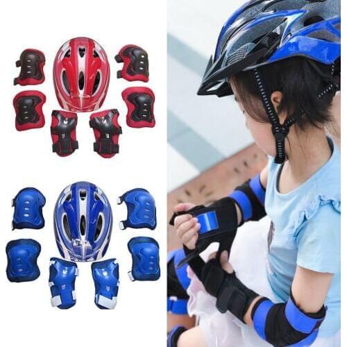 Kids Children Roller Skates Bike Safety Helmet Knee Elbow Wrist Guard Pad Set