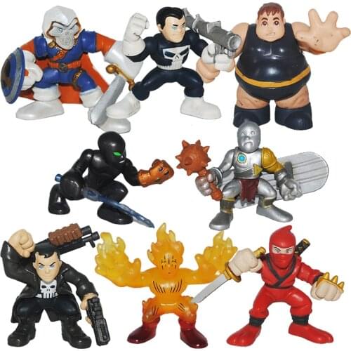 Marvel Comics SUPERHERO SQUAD Human Torch Fat Silver Surfer Taskmaster Q Version Action Figure Model Ornament Children Toys