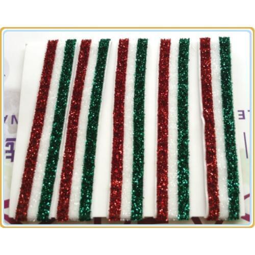 Price Negotiated) 5/8" Christmas Elastic Red White Green Stripe Metallic Velvet Ribbons For Headband