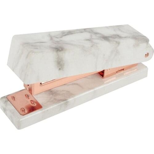 Elegant Marble Pattern Stapler Heavy Duty Desktop Spring Powered Stapler For Home Office Bookbinding Supplies