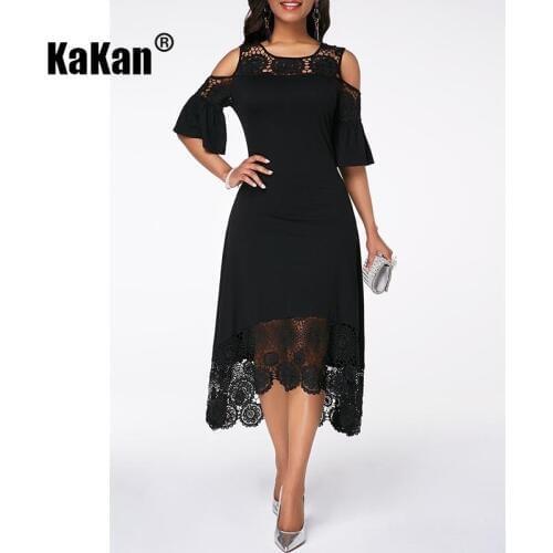 KaKan European and American New Off-the-shoulder Short-sleeved Dress 2020 Womens Dress