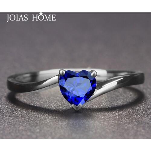 JoiasHome 925 Silver Sapphire Ring Heart Shape Red/blue Color Engagement Rings For Charm Women Fashion Jewelry Wholesale Gift