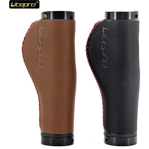 Litepro MTB BMX Road Cycling Handlebar Grips Anti-Skid PU Leather Bicycle Grips Mountain Bike Lock On Bicycle Handlebar End Grip