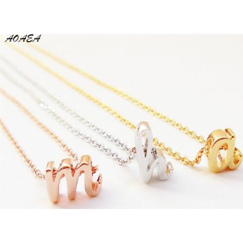 Tiny Initial Necklace Cursive letter necklace Rose Gold color Silvercolor bridesmaid gift Wedding Minimalist Mothers day gift