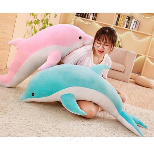 Cute pink or blue dolphin plush toy soft doll throw pillow birthday gift h2388