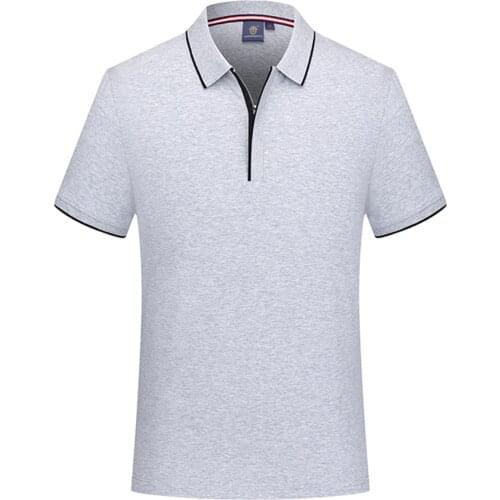 A168 Multi Colors Golf Apparel For Men Short Sleeved Plain Style Fast Dry Cotton Spandex Zipper Casual Shirts With Polo Collar