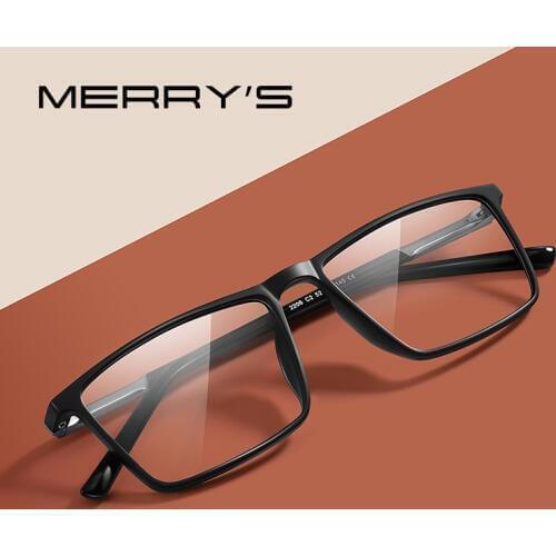 MERRYS DESIGN Men Fashion Square Glasses Frame Myopia Prescription Optical Eyewear Acetate Frames S2206