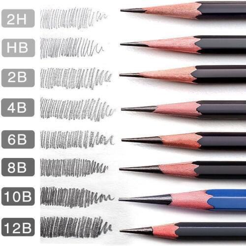 12pcs / box professional wooden sketch drawing writing pencil professional art DIY complete set 2B / 4B / 6B / 10B / 12B / 14B