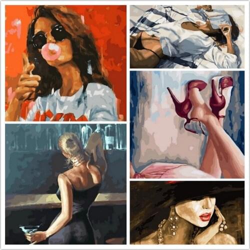 Sexy woman Images DIY Paintings By Numbers Pictures Oil Painting On Canvas Decoration For Home Giftware Frame Drawing Set