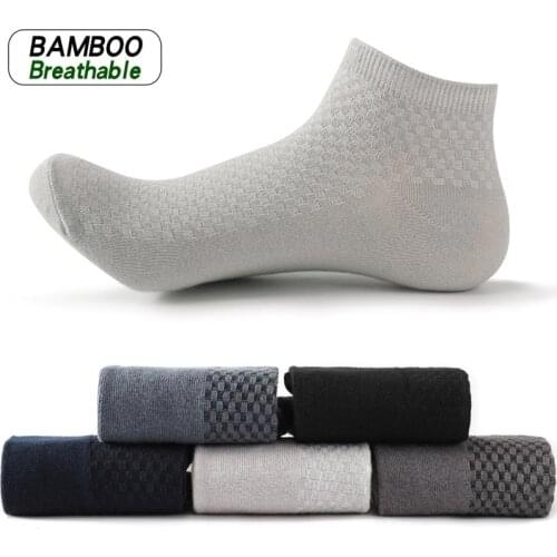 5Pairs/lot Mens Bamboo Fiber Socks Business Short Breathable Ankle Socks Male Socks High Quality Large Set Meias