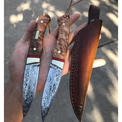 Full Tang Fixed Blade Knife Survival Knives Camping Tools Handmade Straight knives VG10 Damascus Steel Hunting Knife