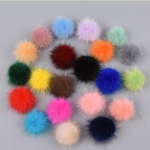 36pcs 4cm Mink Fur Ball Pompoms for Ring Earring Shoes Clothes DIY Jewelry Findings